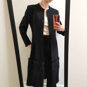 EMPORIO ARMANI Vintage Wool Coat / Jacket with Fur Trim